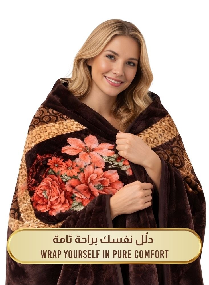 Premium 6kg Super Soft Floral Blanket – Premium Brown Vintage Flower Design Cozy Blanket - Image 3